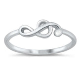 Sterling Silver Rhodium Plated Treble Chef Ring