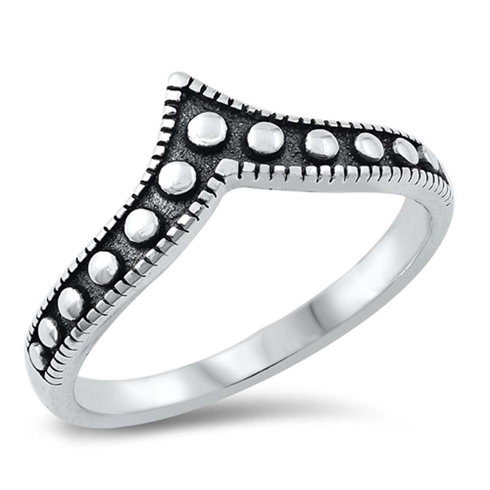 Sterling Silver Oxidized V Shape Ring