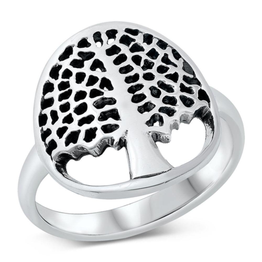 Sterling Silver Oxidized Tree Of Life Ring