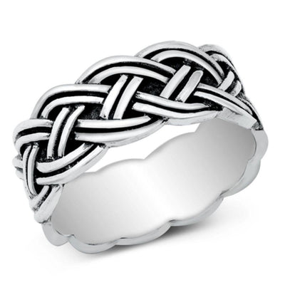 Sterling Silver Oxidized Braid Ring - silverdepot