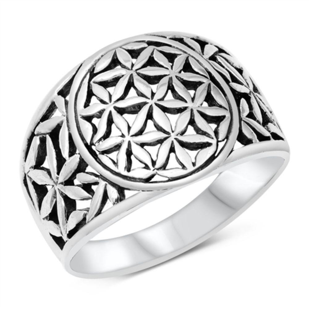 Sterling Silver Oxidized Floral Filigree Ring