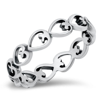Sterling Silver Oxidized Hearts Ring - silverdepot