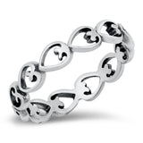 Sterling Silver Oxidized Hearts Ring