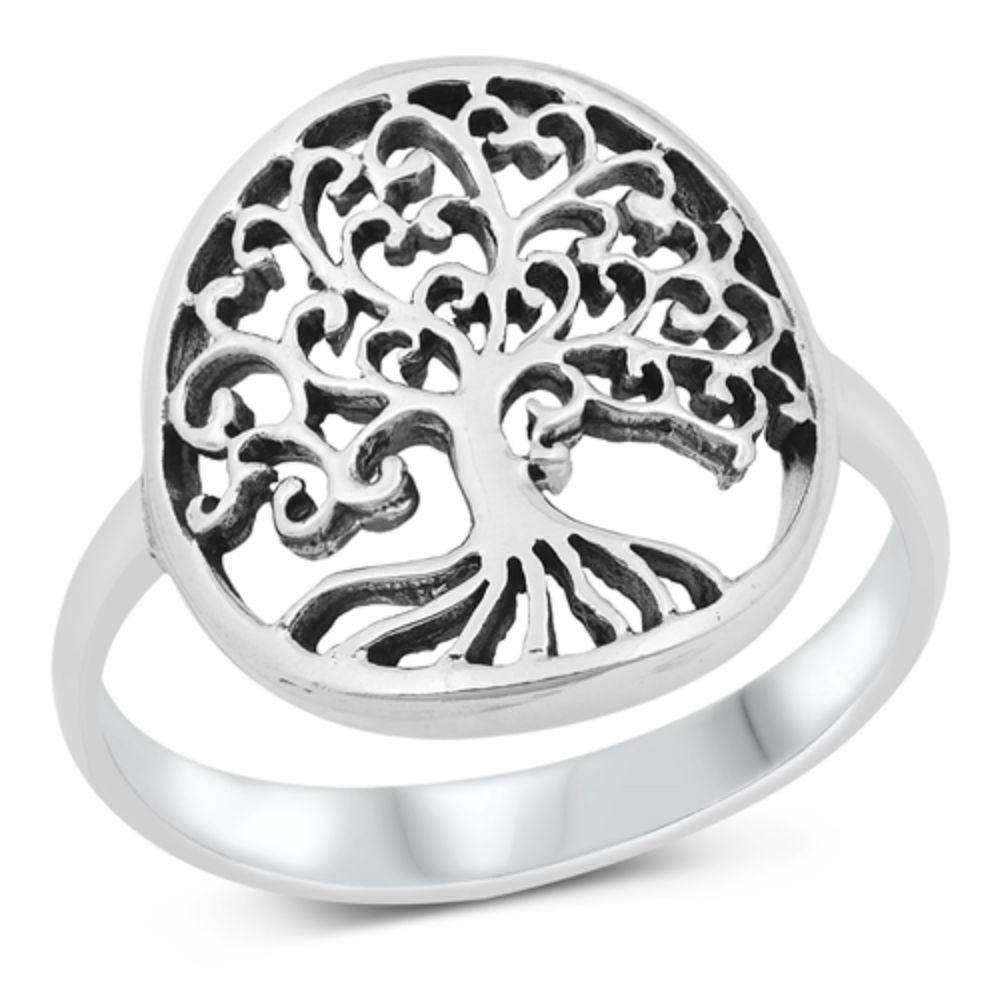 Sterling Silver Oxidized Tree Of Life Ring