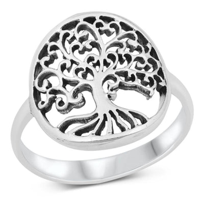 Sterling Silver Oxidized Tree Of Life Ring - silverdepot