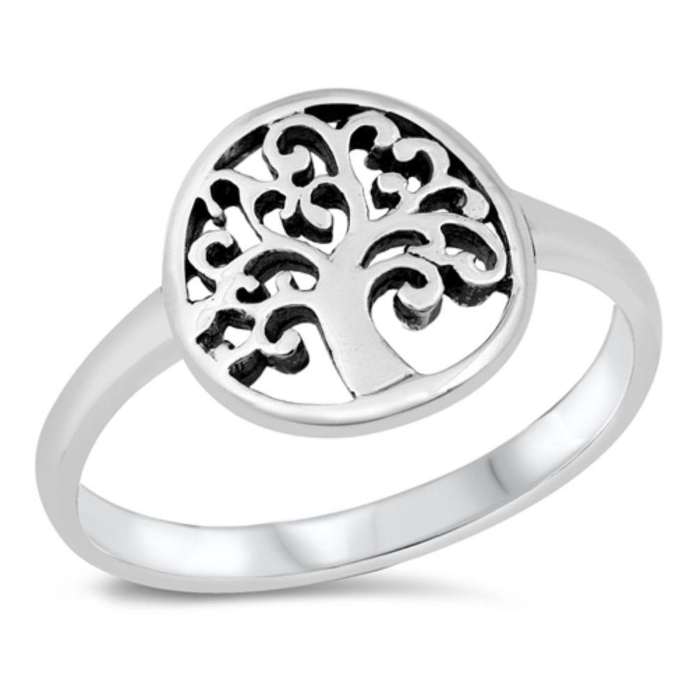Sterling Silver Oxidized Tree Of Life Ring - silverdepot