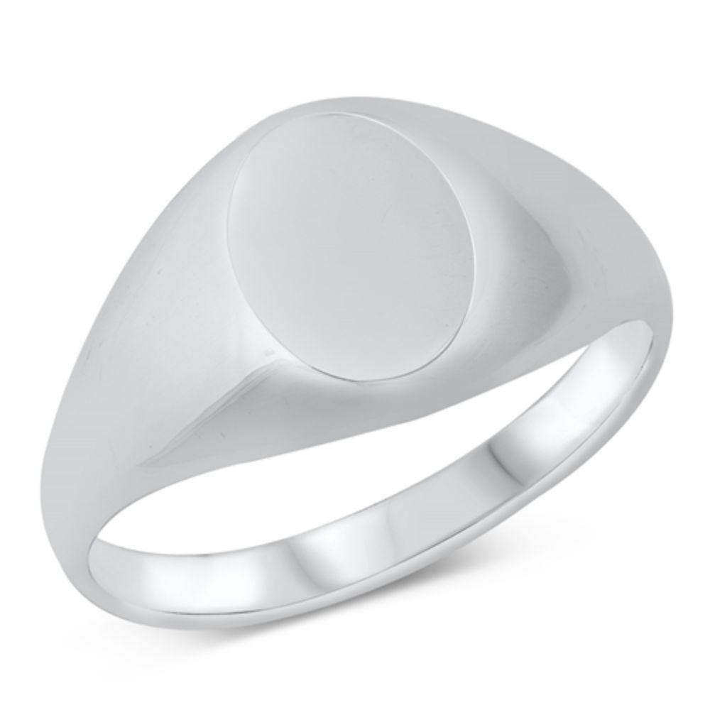 Sterling Silver Oxidized 12mm Signet Ring