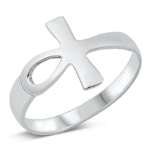 Load image into Gallery viewer, Sterling Silver Oxidized Ankh Cross Ring - silverdepot