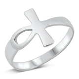 Sterling Silver Oxidized Ankh Cross Ring
