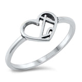 Sterling Silver Oxidized Heart and Mountain Ring