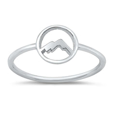 Sterling Silver Rhodium Plated Mountain Ring
