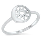 Sterling Silver Rhodium Plated Sun and Moon Ring