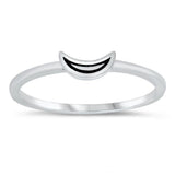 Sterling Silver Rhodium Plated Crescent Moon Ring