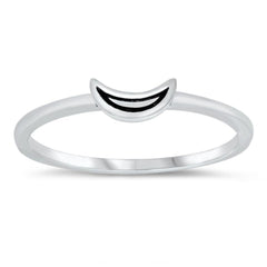 Sterling Silver Rhodium Plated Crescent Moon Ring