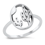 Sterling Silver Oxidized Cactus Ring