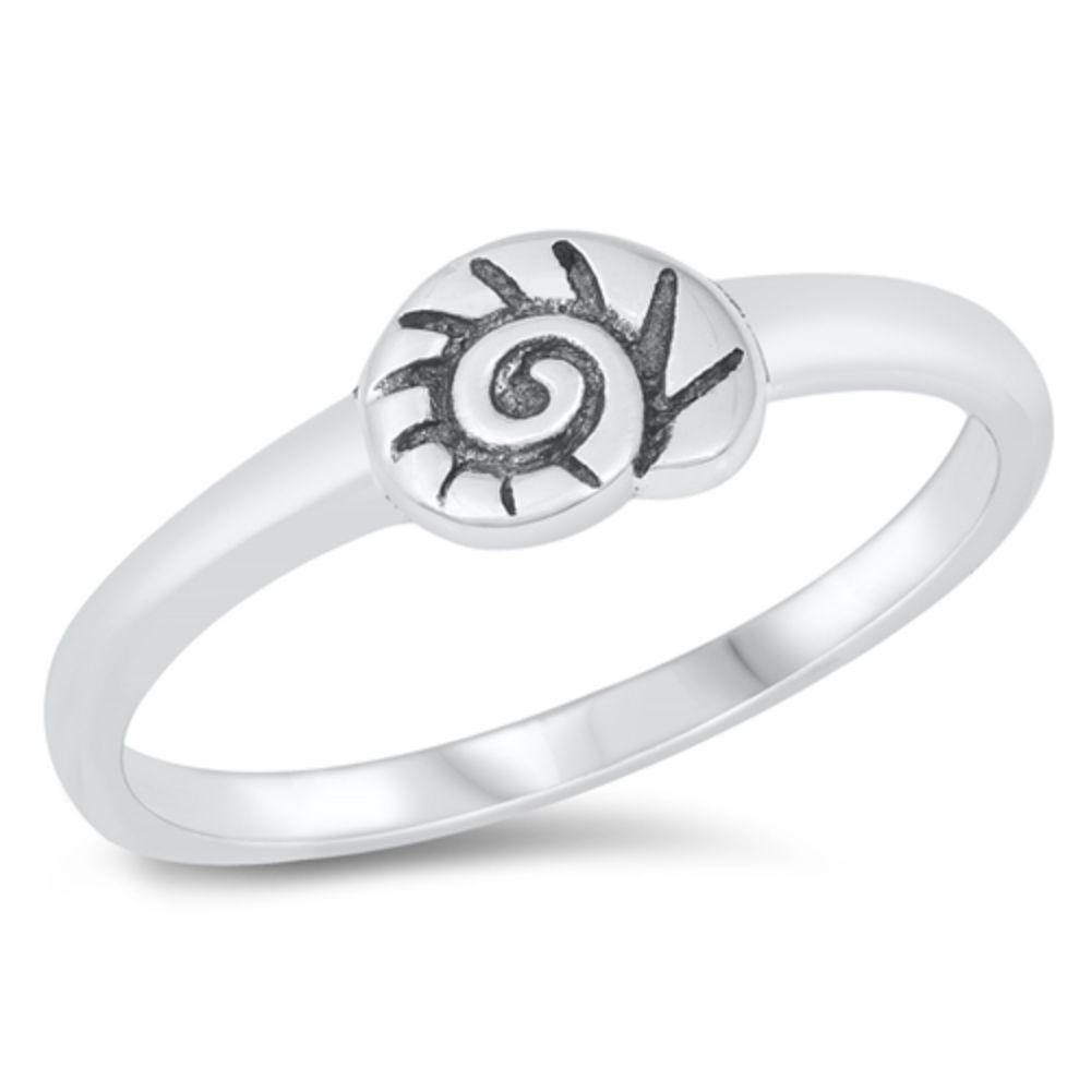 Sterling Silver Rhodium Plated Shell Ring