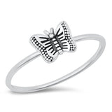 Sterling Silver Oxidized Butterfly Ring-6.2 mm