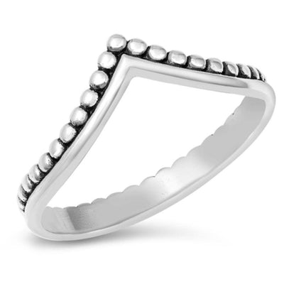 Sterling Silver Oxidized Bali V Ring - silverdepot