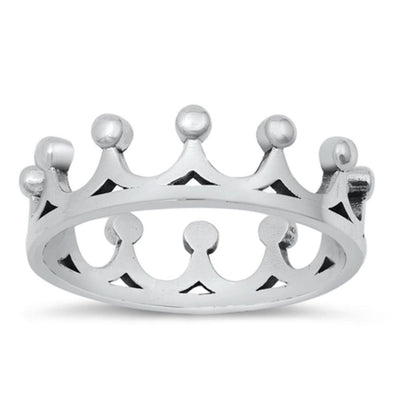 Sterling Silver Oxidized Crown Ring - silverdepot