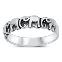 Load image into Gallery viewer, Sterling Silver Oxidized Lucky Elephants Ring - silverdepot