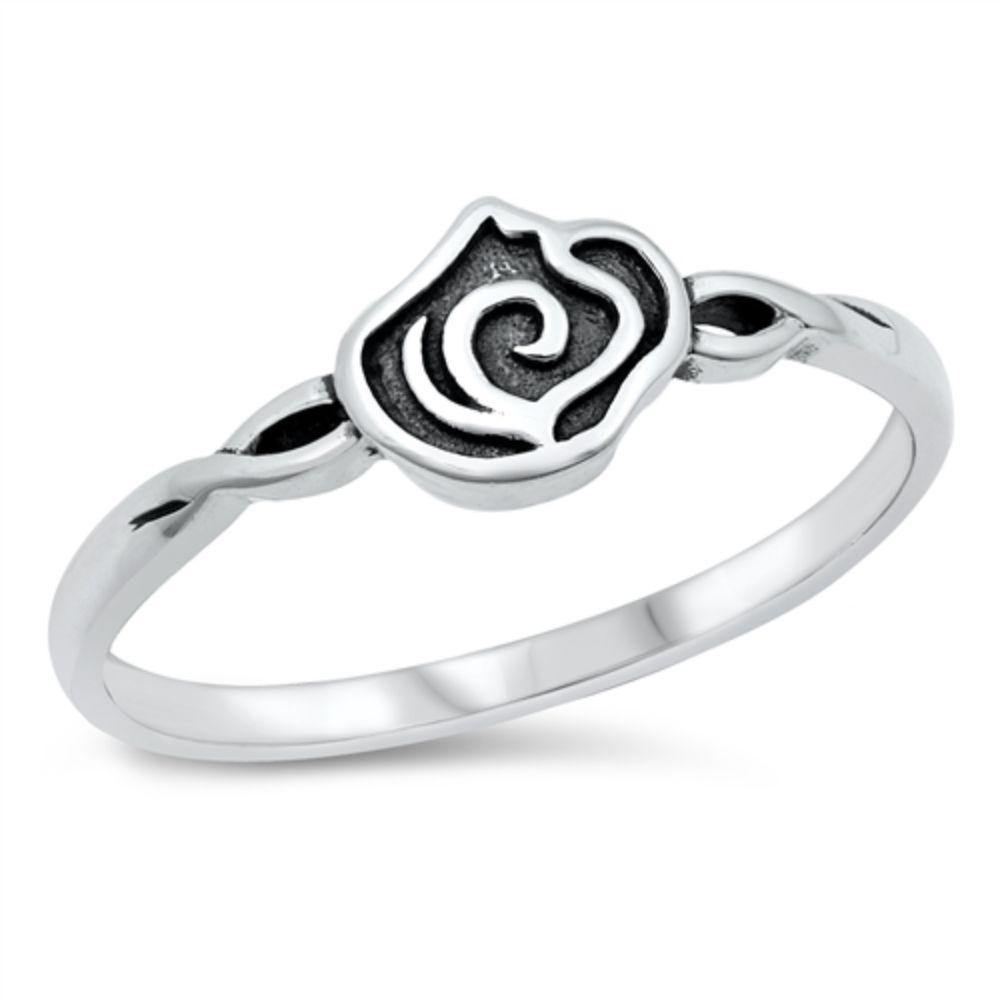 Sterling Silver Oxidized Small Rose Ring
