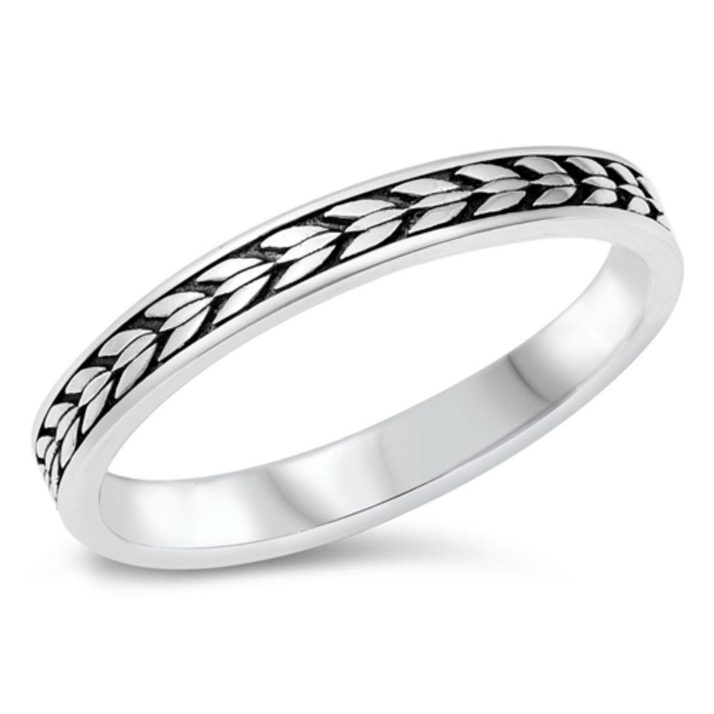 Sterling Silver Oxidized Thin Design Band Ring - silverdepot