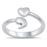 Sterling Silver High Polish Semi Colon Heart Ring