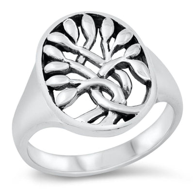 Sterling Silver Oxidized Tree Of Life Ring - silverdepot