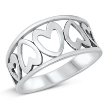Load image into Gallery viewer, Sterling Silver Oxidized Hearts Ring - silverdepot