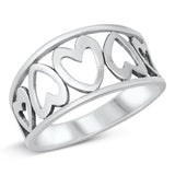 Sterling Silver Oxidized Hearts Ring