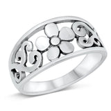 Sterling Silver Oxidized Flower Filigree Ring