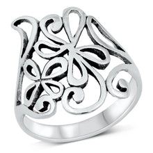 Load image into Gallery viewer, Sterling Silver Oxidized Abstract Flowers Ring - silverdepot