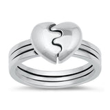 Sterling Silver Oxidized Heart Puzzle Ring