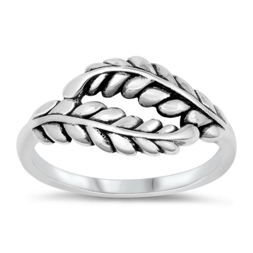 Sterling Silver Oxidized Leaves Ring - silverdepot