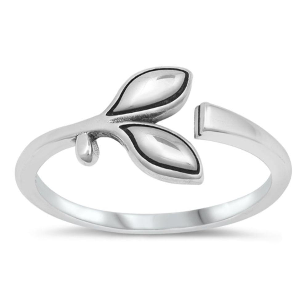 Sterling Silver Oxidized Leaves Ring