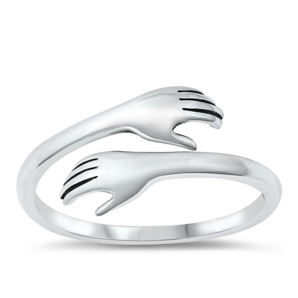 Sterling Silver Hugging Hands Ring