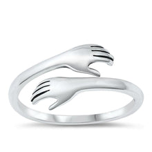 Load image into Gallery viewer, Sterling Silver Hugging Hands Ring - silverdepot