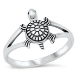 Sterling Silver Oxidized 12mm Turtle Ring