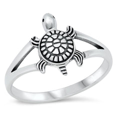 Sterling Silver Oxidized 12mm Turtle Ring