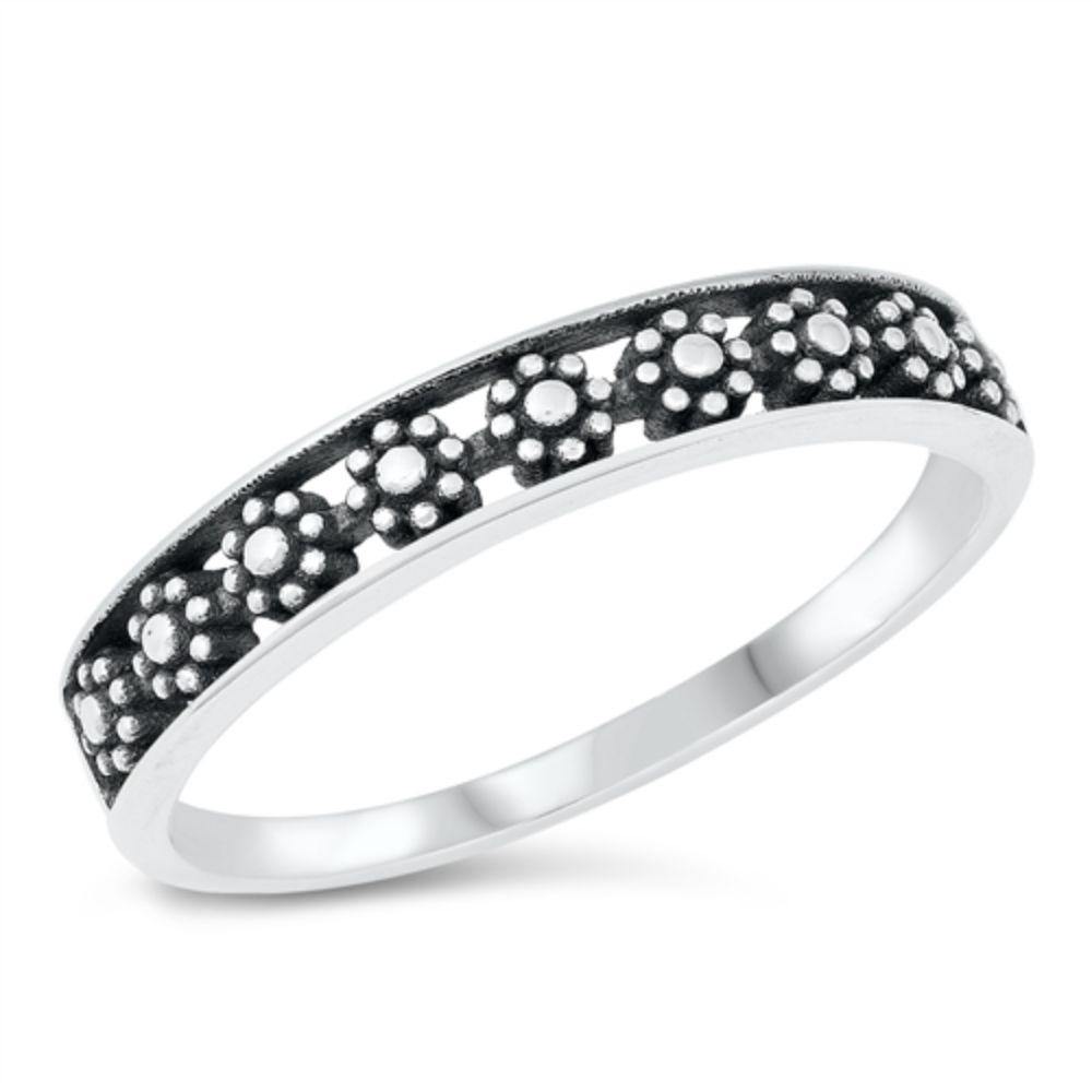 Sterling Silver Flowers Ring