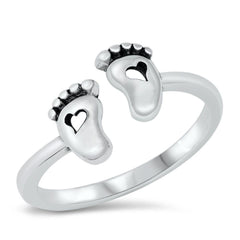 Sterling Silver Baby Feet Ring