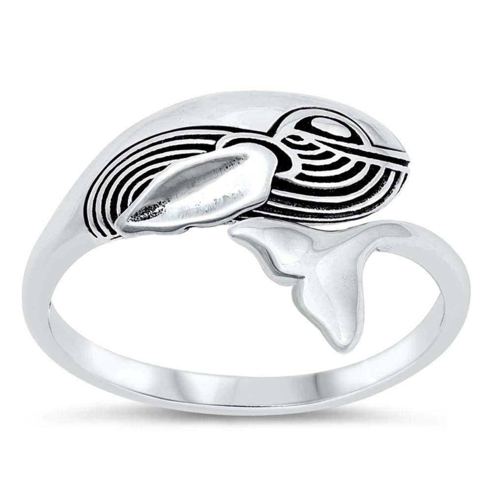 Sterling Silver Whale Ring - silverdepot