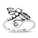 Sterling Silver Oxidized 15mm Dragonfly Ring