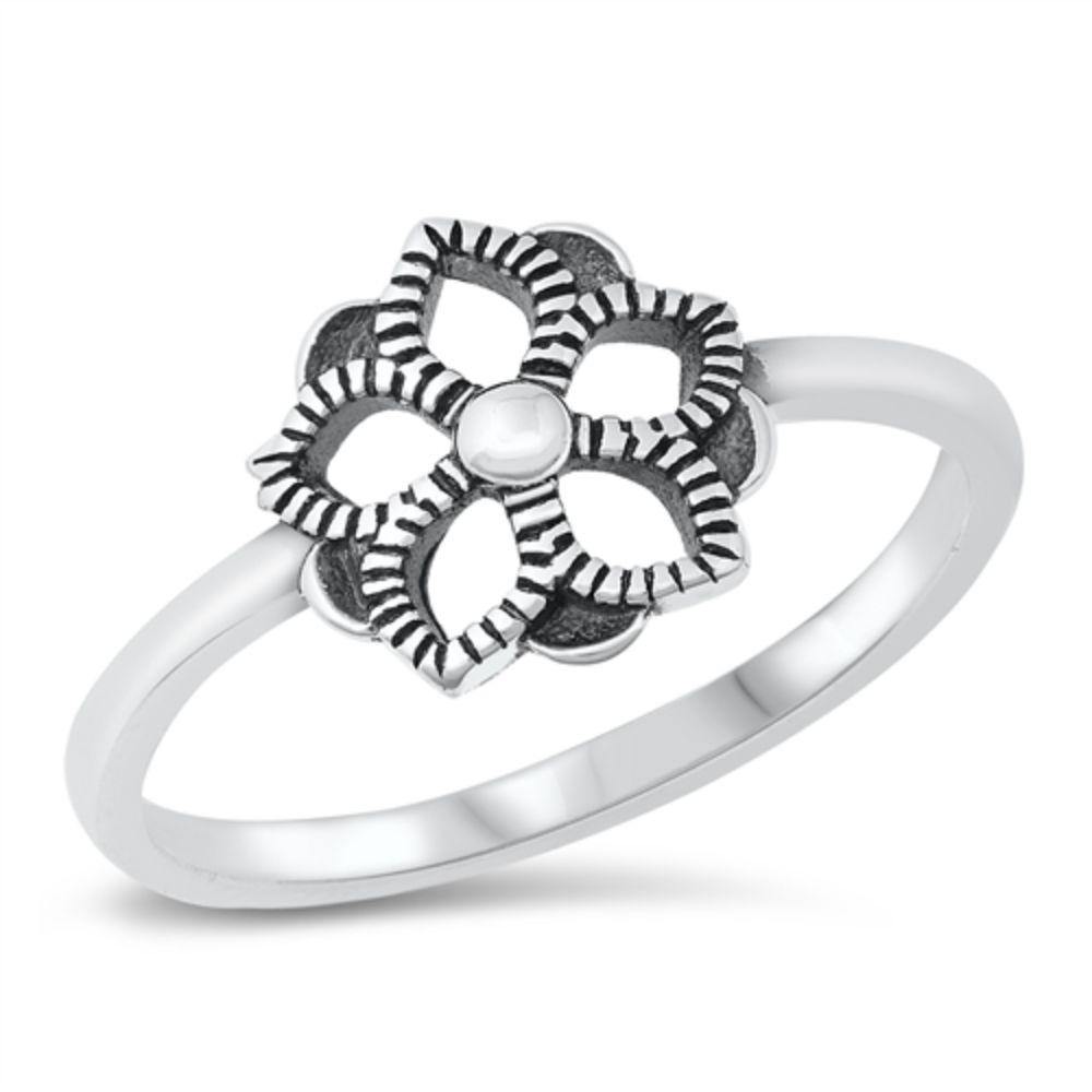Sterling Silver Flower Ring - silverdepot