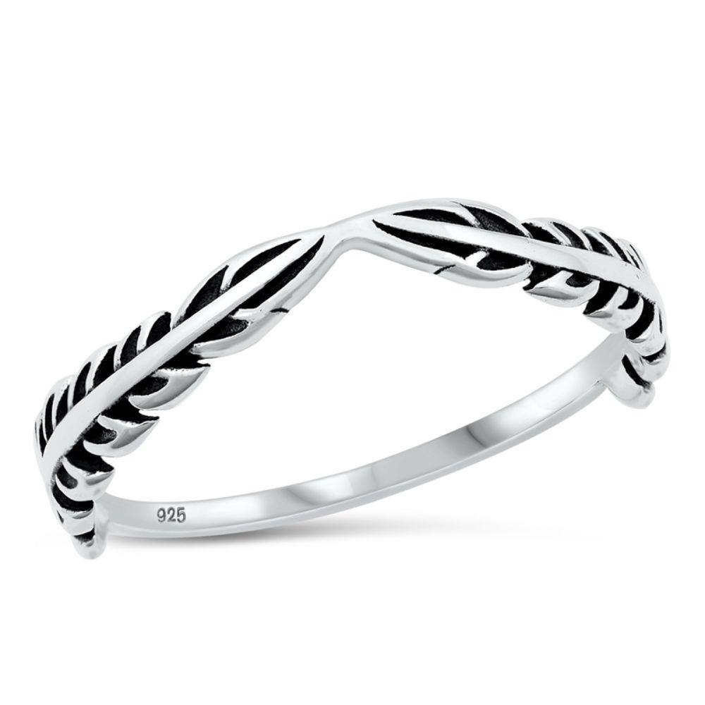 Sterling Silver Fern Leaves Ring - silverdepot