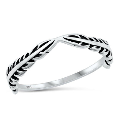 Sterling Silver Fern Leaves Ring - silverdepot