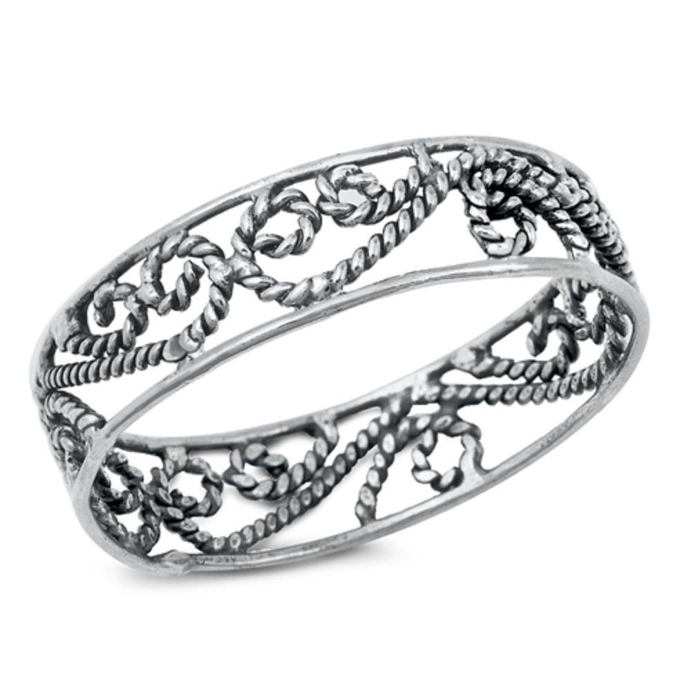 Sterling Silver Oxidized Bali Ring