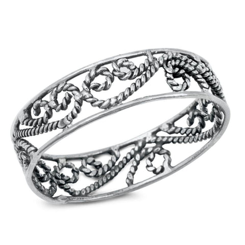 Sterling Silver Oxidized Bali Ring