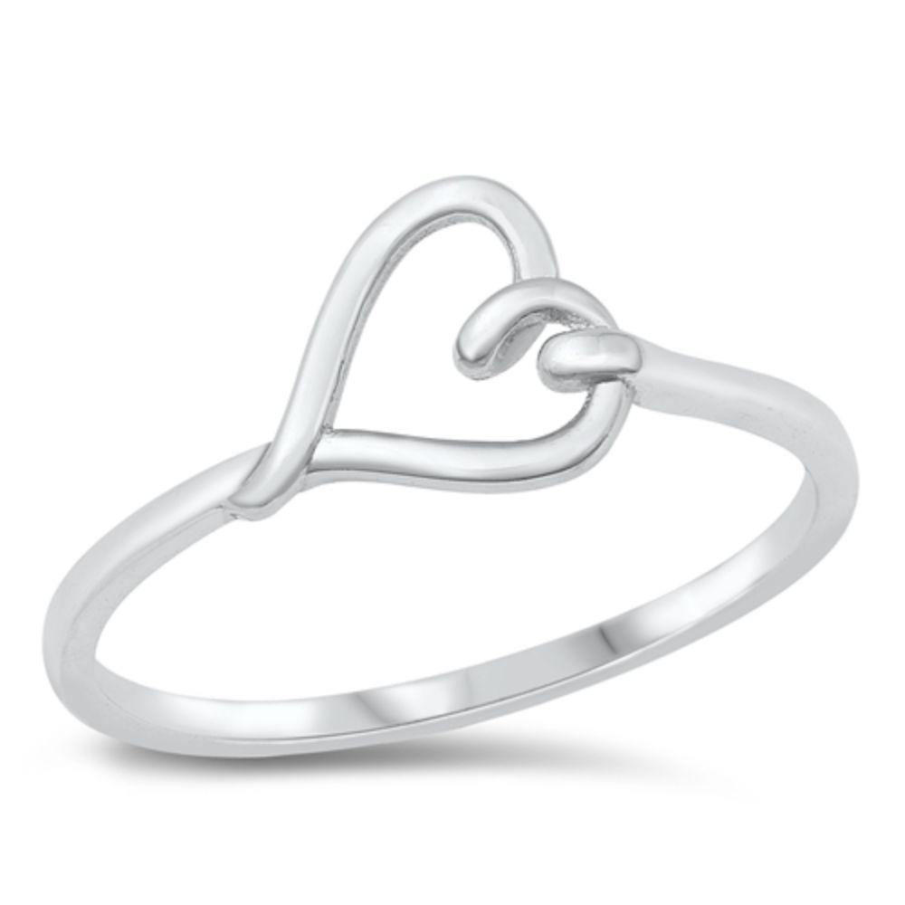 Sterling Silver Rhodium Plated 8mm Heart Ring
