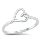 Sterling Silver Rhodium Plated 8mm Heart Ring
